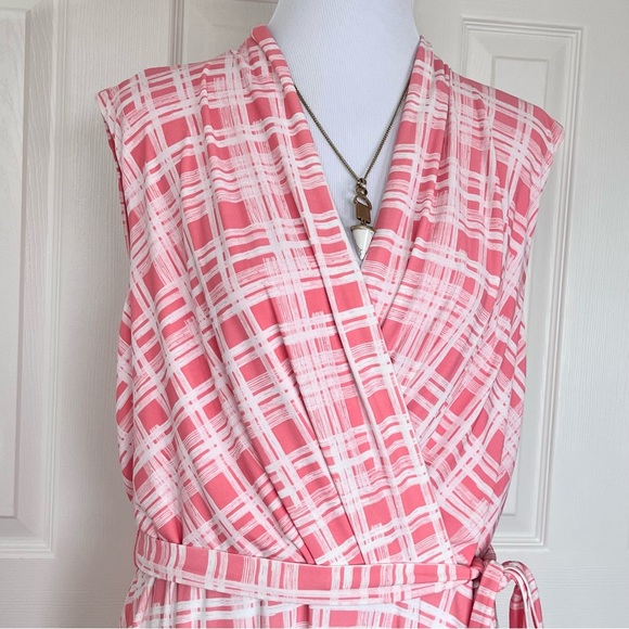 🛑SOLD🛑Tommy Hilfiger Sleeveless Fit & Flare Wrap Peach White Dress Size 18 - Picture 5 of 14